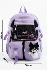 Kuromi Kore Kawaii Okul Çantası Seti – Sırt Çantası + Beslenme Çantası + Kalemlik