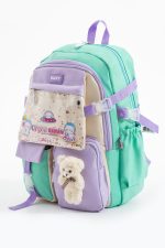 Kore Kawaii Ayıcıklı Okul Çantası Seti – Sırt Çantası + Beslenme Çantası + Kalemlik