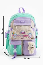 Kore Kawaii Ayıcıklı Okul Çantası Seti – Sırt Çantası + Beslenme Çantası + Kalemlik