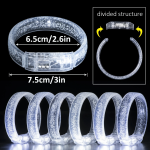 Beyaz-gümüş Led Işıklı Baskı Yapılabilen Pilli Bileklik Bilezik 1,5 Cm Genişlik