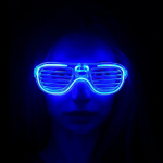Mavi Led Işıklı Parti Gözlüğü - Neon Glow Şerit Gözlük 3 Modlu