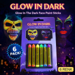 Fosforlu Glow Parti Boyası 6’lı – Karanlıkta Parlayan Yüz Boyası