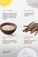 Aydınlatıcı Serum - %5 C Vitamini, Alfa-Arbutin & Kojik Asit İçerikli Leke Karşıtı ve Ton Eşitleyici Gece Serumu - 30 ml