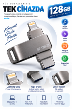 Çoklu Girişli 128GB Lightning Type C USB Flash Bellek Telefon Tablet ve Bilgisayar Uyumlu