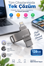 Çoklu Girişli 128GB Lightning Type C USB Flash Bellek Telefon Tablet ve Bilgisayar Uyumlu