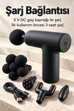 El Tipi Masaj Tabancası Top Başlıklı Siyah Gövde