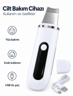 Koruyucu Kapak ve USB Kablolu Beyaz Metal Spatula Cilt Bakım Seti