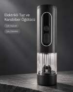 Mutfak ve Sofra Kullanımına Uygun Çift Hazneli Elektrikli Tuz Karabiber Öğütücü