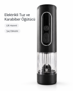 Çift Hazneli Şarj Edilebilir Elektrikli Tuz ve Karabiber Öğütücü