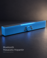 Döner Kontrol Düğmeli Bluetooth 5.4 Kablosuz Hoparlör 6 W RGB Işıklı Mavi