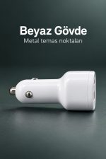 Çift Portlu Beyaz Oto Şarj Adaptörü