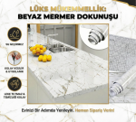 Beyaz Mermer Desenli Yapışkanlı Tezgah Folyosu (3 Mt.x 60 Cm)