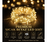 Yılbaşı Aydınlatması 100 Led Perde Hortum Sıcak Beyaz Işık - 10 Metre Dekoratif Şeffaf Kablolu Süs