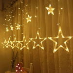 Yıldız Sarkıtlı Perde Led Aydınlatma - 3m Genişlik, 8 Modlu, Günışığı Renk,ev Süsleme Işığı