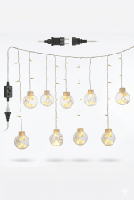3 Metre 10 Toplu Perde Led Işık - Gün Işığı Şeffaf Dekoratif Aydınlatma - 8 Fonksiyonlu Led