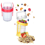 Çift Hazneli - Çatal Kaşıklı Portatif Müsli -atıştırmalık Kabı 1100 Ml