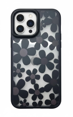 İphone 16 Pro Max Çiçekli Kılıf Bağlama Aparatlı Siyah