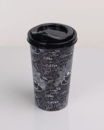 4 Adet Kahve Bardağı - Kapaklı Desenli 400ml
