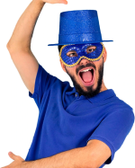 Mavi Simli Glitter Silindir Parti Şapkası