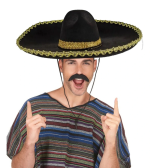 Sombrero Meksika Şapkası Mariachi Altın Şeritli Yetişkin Boy