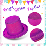 Fuşya Simli Glitter Silindir Parti Şapkası