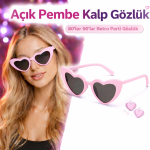 Pembe Retro Kalp Gözlük – 80’ler 90’lar Stil Parti Gözlüğü