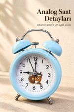 Dekoratif Alarmlı Masa Saati Desenli Analog Kadran