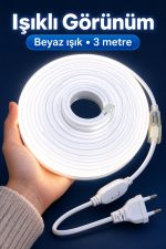 Beyaz Şerit Aydınlatma Kablolu Bağlantılı 3 Metre