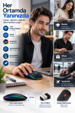 Ofis Ev Okul Kullanımına Uygun Şarjlı Kablosuz Mouse
