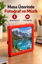 Şarj Edilebilir Müzikli Fotoğraf Çerçevesi Kırmızı Gövde