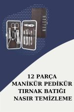 12 Parça Paslanmaz Çelik Kompakt ve Taşınabilir Manikür Makası Tırnak Makası
