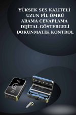 Bileklikli Amoled Ekran Akıllı Saat ve Dijital Göstergeli Kablosuz Bluetooth Kulaklık ANC/ ENC