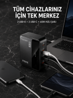 4 Portlu GaN Masaüstü Hızlı Şarj İstasyonu