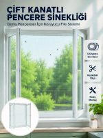 Çift Kanatlı Pencere Filesi Cırt Bantlı Sineklik Kolay Takılır