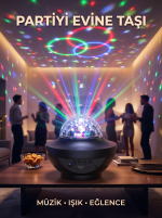 Müzikli RGB Disko Lambası Bluetooth Hoparlörlü Renkli Parti Işığı USB TF Kart Girişli