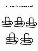 Siyah Metal WC Kağıtlık Yapışkanlı Tuvalet Kağıdı Rulo Tutucu 5 Adet Avantajlı Set