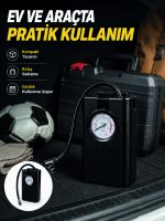 Taşınabilir Araç Hava Pompası Analog Manometreli Lastik Şişirme Pompası
