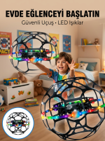 El Hareketi Kontrollü Futbol Topu Tasarımlı Drone LED Işıklı