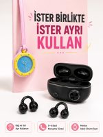 Kablosuz Kulaklık ve Pembe Askılı Çanta Charm Analog Saat Kampanya Seti