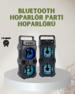 1200 mAh Şarjlı LED Işıklı Bluetooth Hoparlör – FM Radyolu, Hafıza Kart Destekli