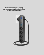 4’lü Çoklu Priz 2 USB Type-C Girişli Akım Korumalı Siyah