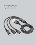 Çoklu USB Şarj Kablosu – 1,2m Hızlı Şarj, 3A Güçlü Akım