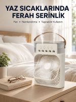 Taşınabilir 3'ü 1 Arada Mini Fan | Nemlendirici + Soğutucu + Gece Lambası Yeni Nesil