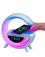 Çok Fonksiyonlu Kablosuz Şarjlı Saat Hoparlör RGB Işık ve Alarm Özellikli