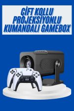 4K Android Smart Wi-fi Çift Kollu Projeksiyon Game Box Kumandalı Taşınabilir