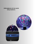 360° Dönen Galaxy Projektörlü Gece Lambası – Star Master Yıldızlı Gökyüzü Efekti