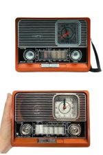 Saatli Fenerli Bluetooth Nostaljik Radyo AUX SD USB Girişli Bluetooth Hoparlör