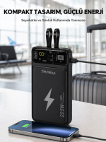 Powerbank Dahili Ekranlı 10000 mAh Çift Kablolu Yeni Nesil