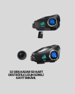 Q28 Full HD Kameralı Motosiklet Kask Kulaklığı – 45 Saat Müzik, IPX6 Su Geçirmez