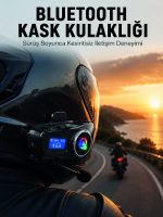 LCD Ekranlı Bluetooth Kask Kulaklığı Radyo ve SD Kart Girişli